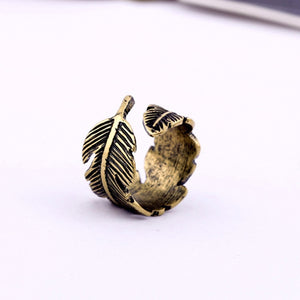 Antique Leaf Feather Ring