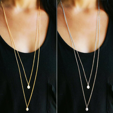 Silver Gold Long Necklace