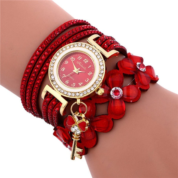 Diamond Leather Bracelet Watch
